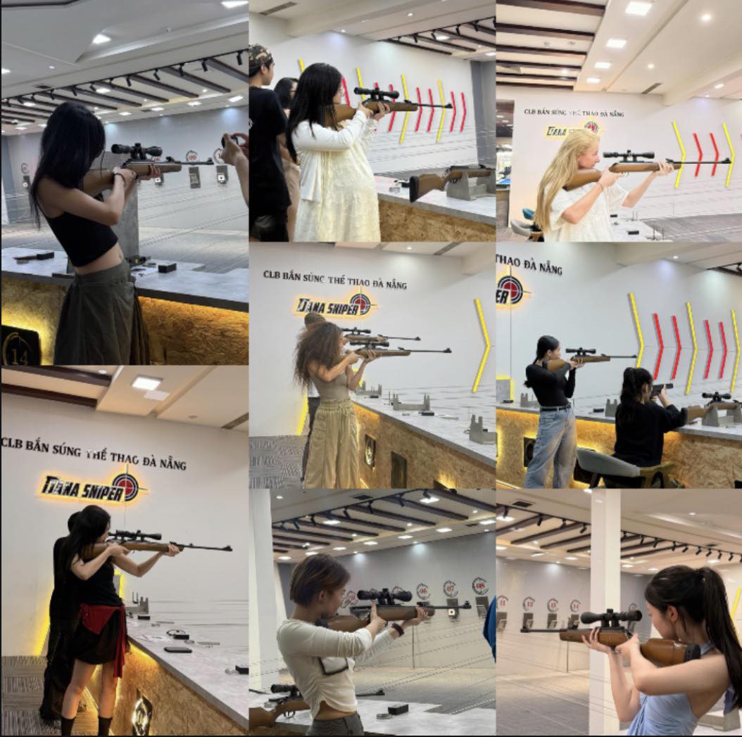 trải nghiệm bắn súng thể thao 8/3 của chị em
